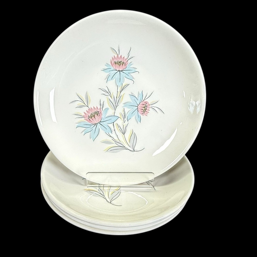 MCM Steubenville Pottery Fairlane Salad‎ Plates 7.25" 1950s Set of 4
